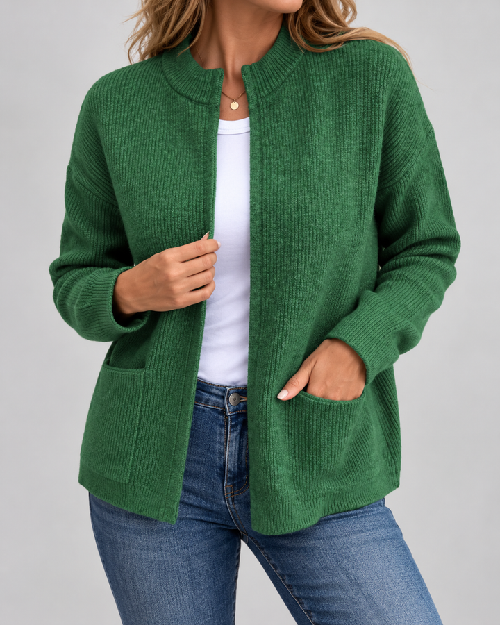 Damen Elegante Strickweste mit Taschen