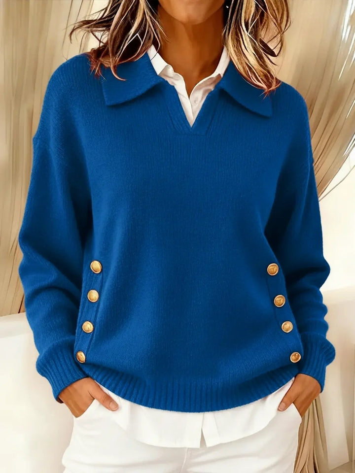 Damen V-Ausschnitt Pullover Mit Kragen