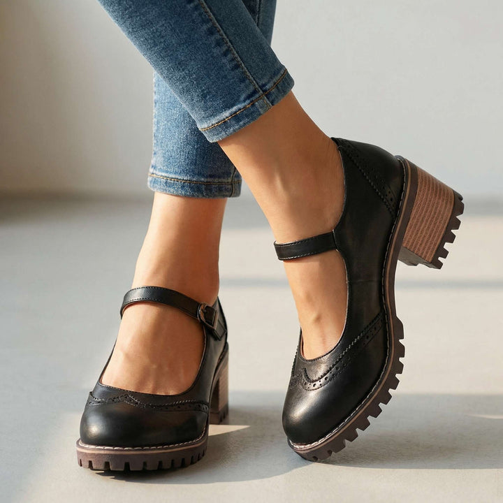 Damen Bequeme Mary-Jane-Schuhe mit Blockabsatz
