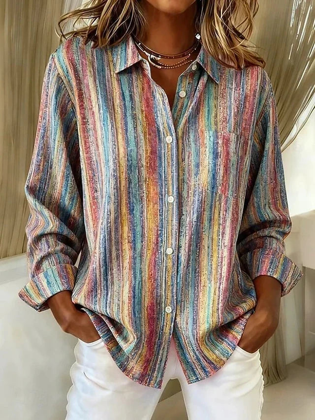 Damen Vintage-Bluse mit bunten Streifen