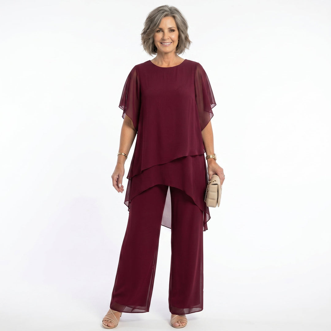 Damen-Zweiteiler mit Stufentunika und Hose