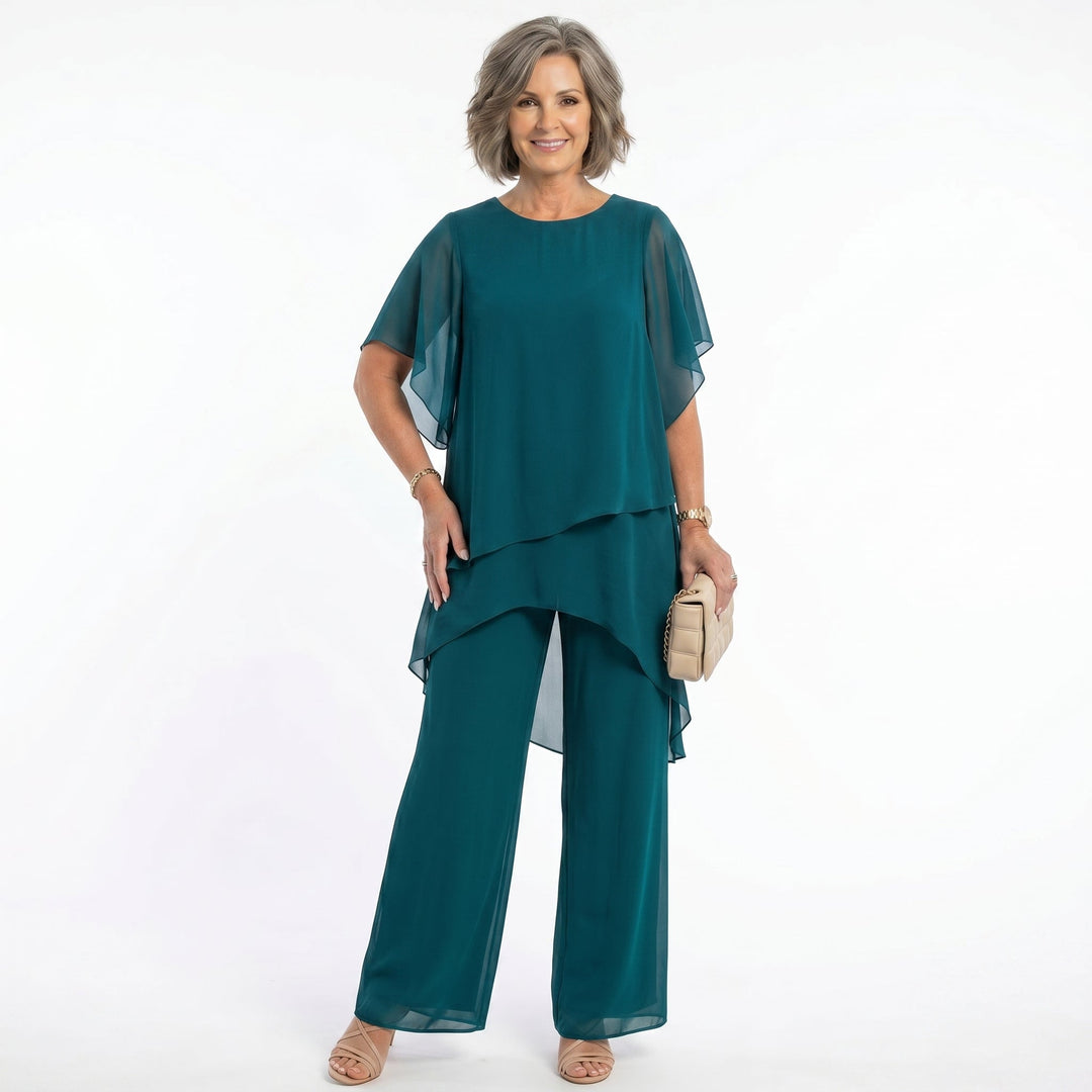 Damen-Zweiteiler mit Stufentunika und Hose