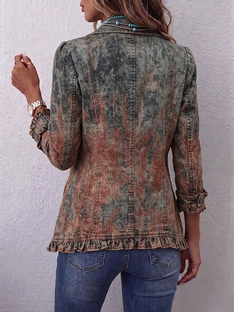 Strukturierte Jacke mit Farbverlauf und Volants – Produktbild 2