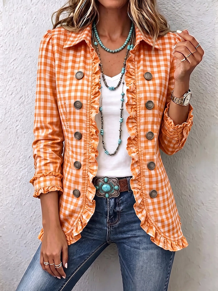 Vichy-Karo-Jacke mit Rüschen – Produktbild 2