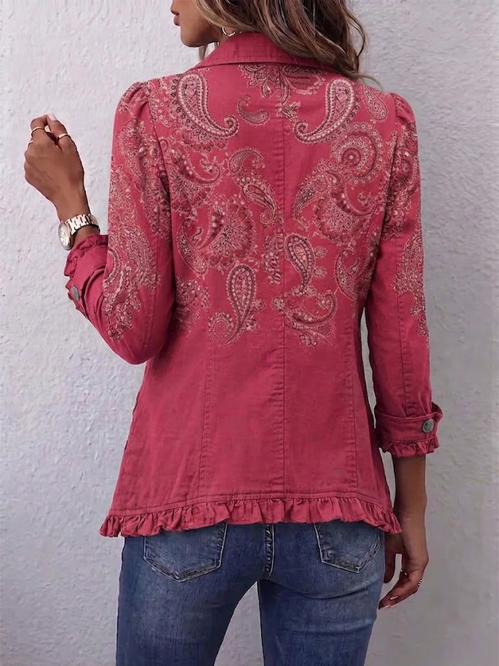 Rosafarbene Paisley-Jacke mit Rüschen – Produktbild 2