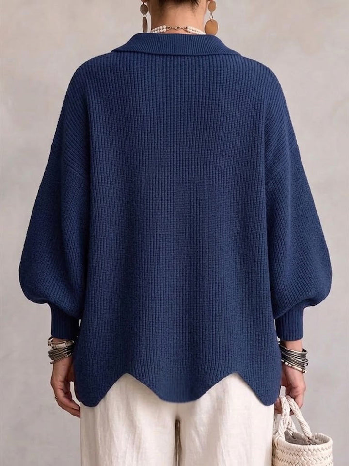 Oversize Strickjacke Mit Kragen Und Grossen Metallknöpfen