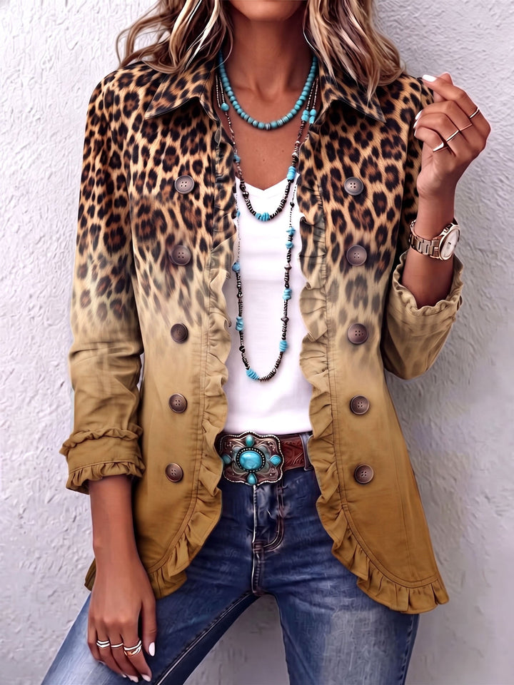 Leoparden-Blazer mit Farbverlauf und Volants – Produktbild 6