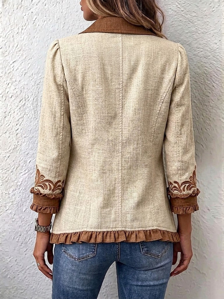 Offene Jacke mit floraler Stickerei und Volants – Produktbild 2