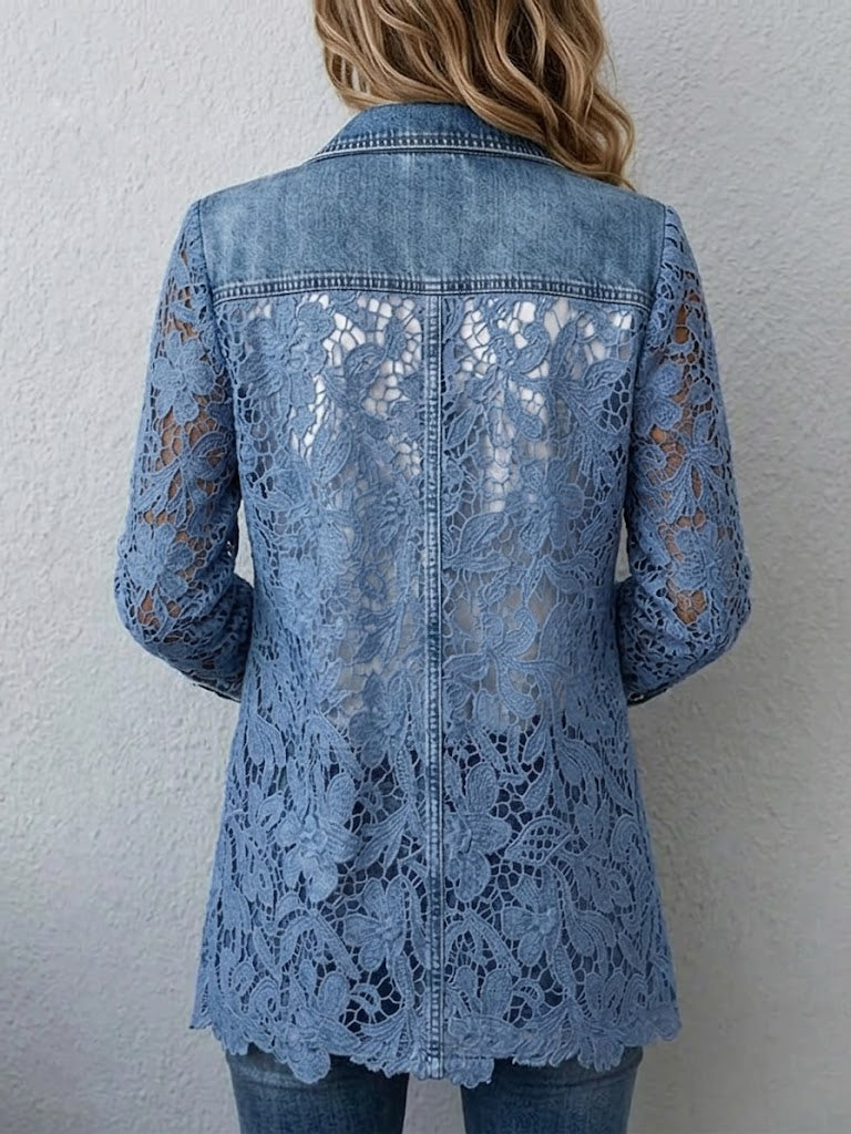 Taillierter Blumenblazer mit goldenem Knopf – Produktbild 2