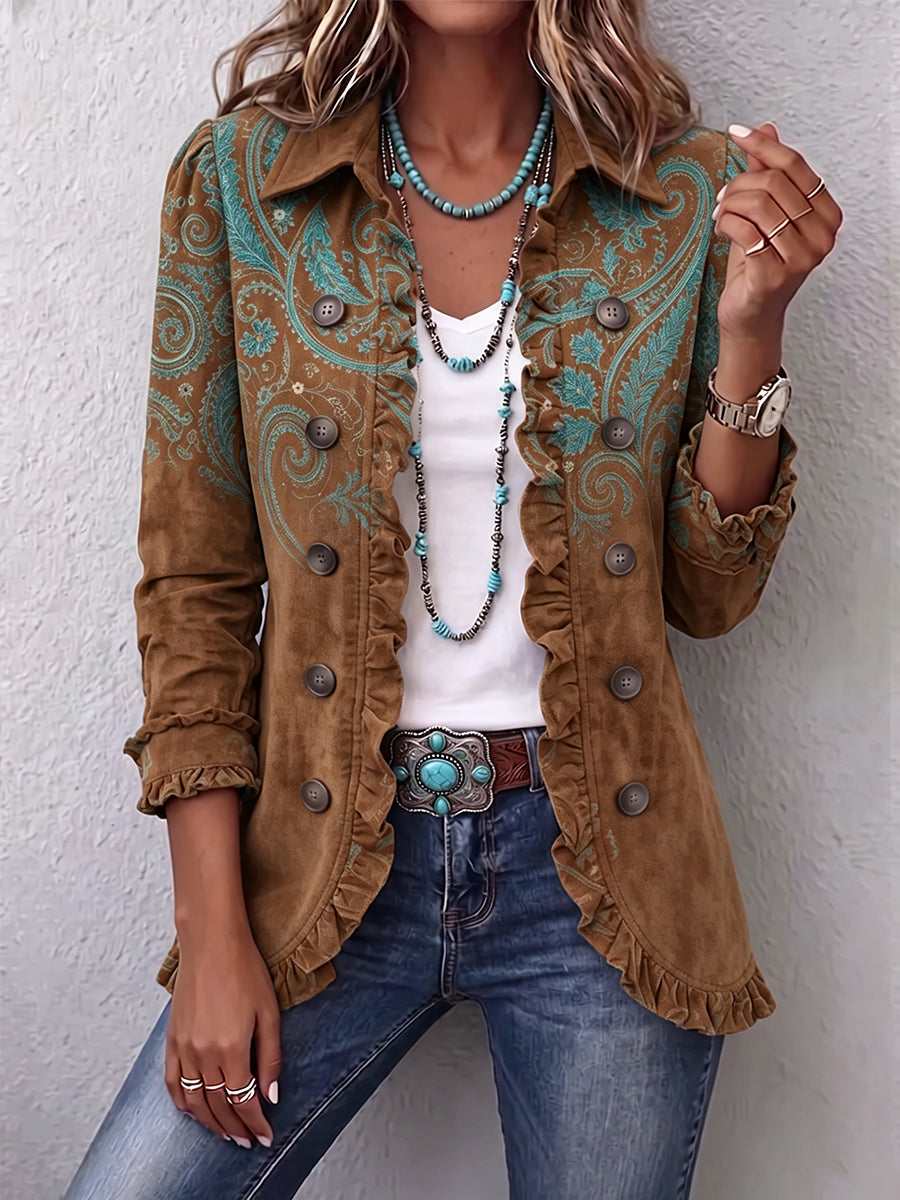 Braune Paisley-Jacke mit türkisen Akzenten – Produktbild