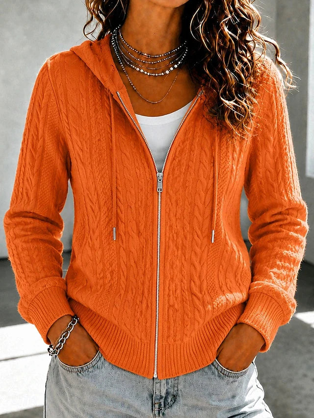 Damen Elegante Strickjacke mit Kapuze