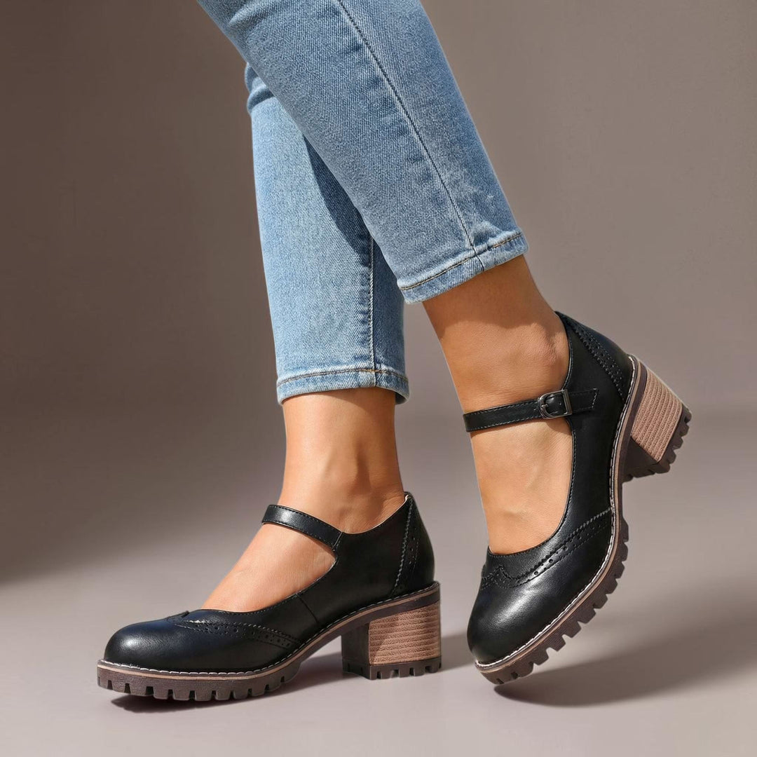Damen Bequeme Mary-Jane-Schuhe mit Blockabsatz