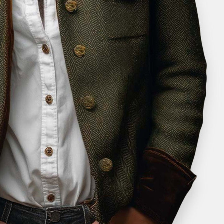 Damen Militärstil Fischgrat Jacke