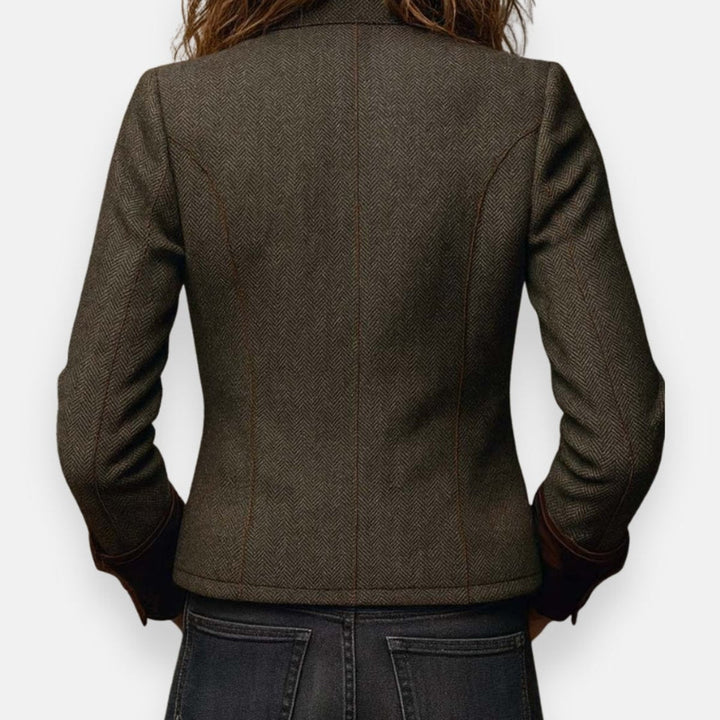 Damen Militärstil Fischgrat Jacke