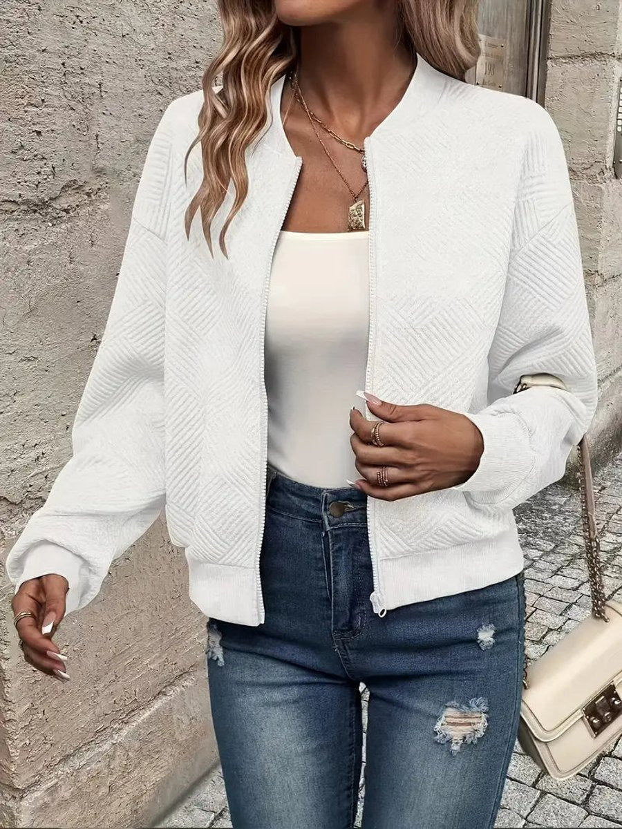 Damen Texturierte Bomberjacke Mit Reissverschluss