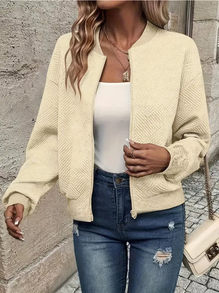 Damen Texturierte Bomberjacke Mit Reissverschluss