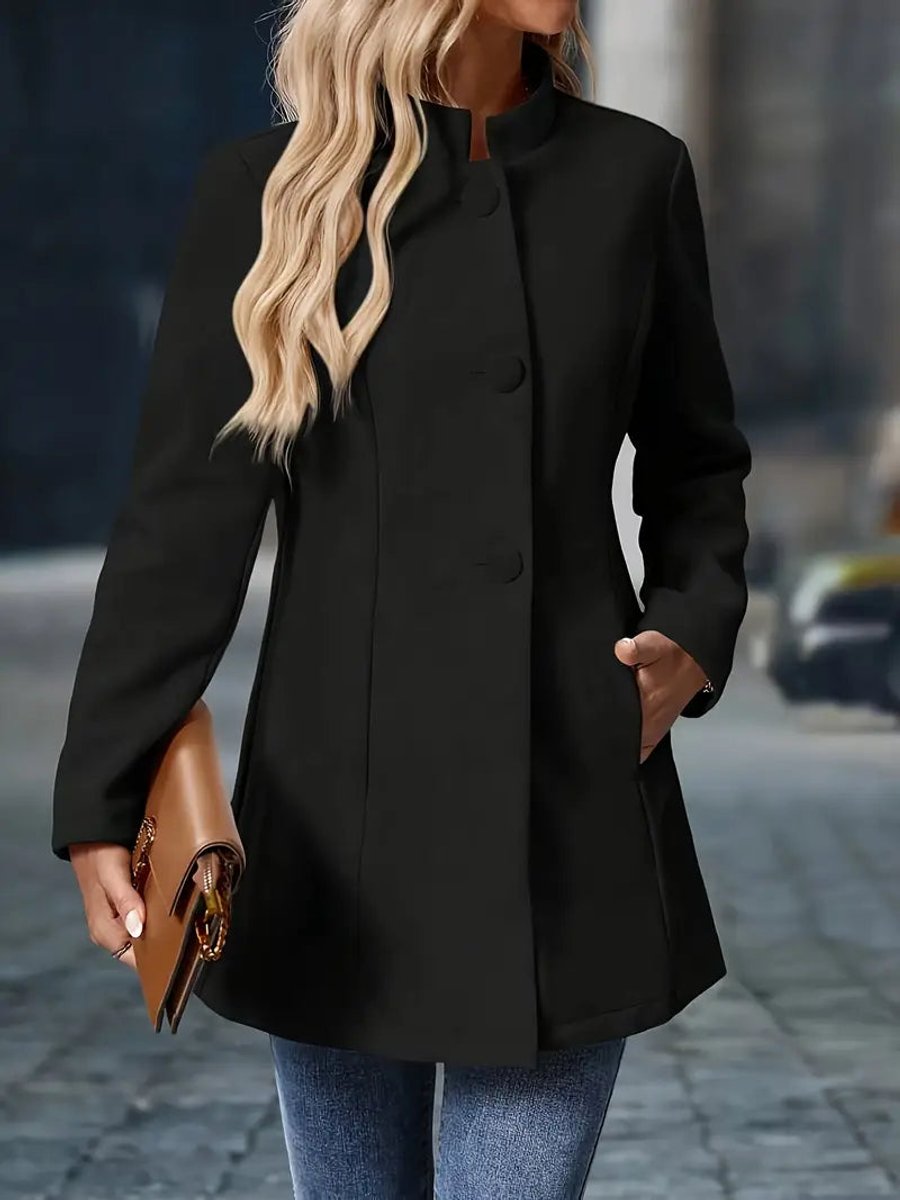 Damen Eleganter Stehkragen Longblazer