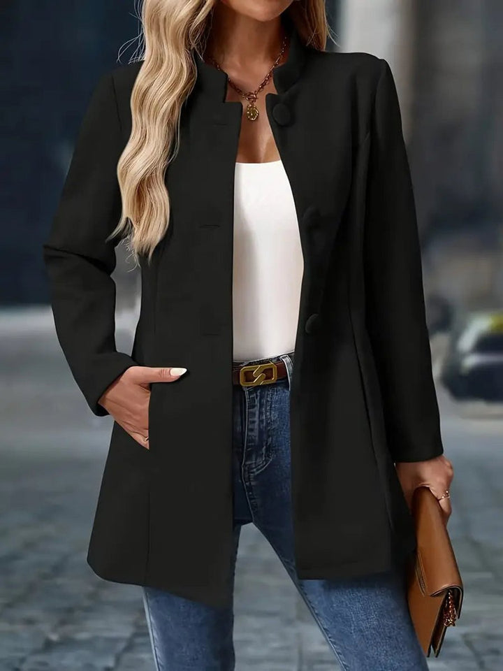 Damen Eleganter Stehkragen Longblazer