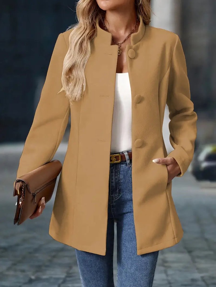 Damen Eleganter Stehkragen Longblazer