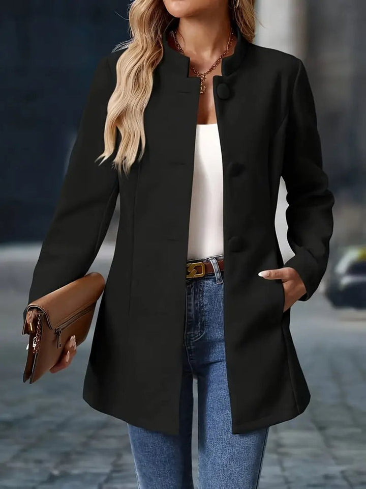 Damen Eleganter Stehkragen Longblazer