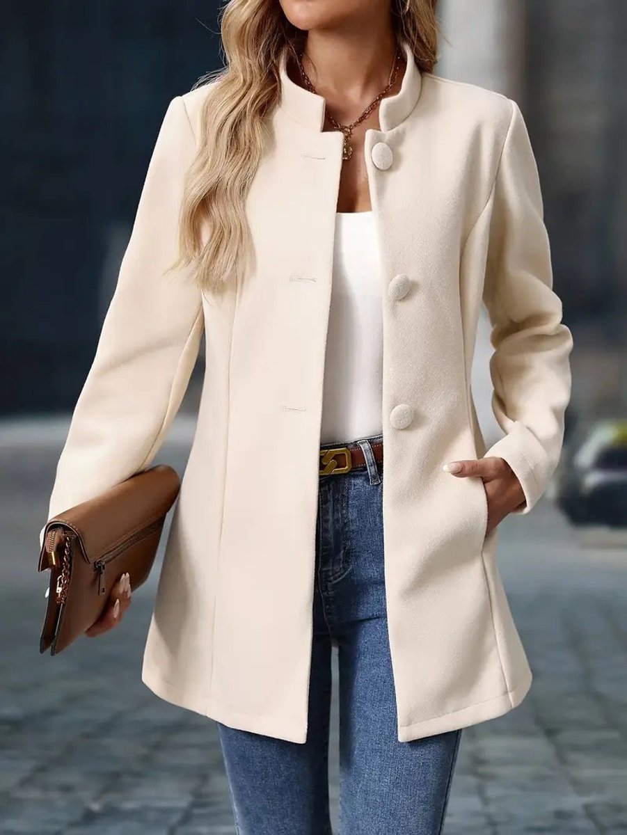 Damen Eleganter Stehkragen Longblazer